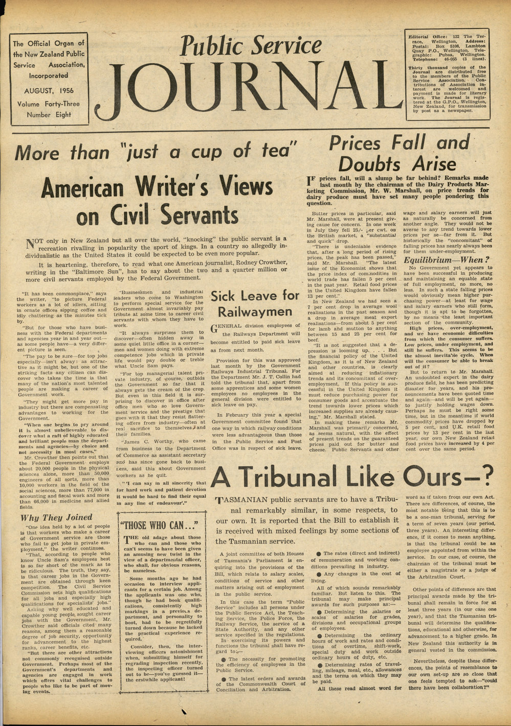 PSA Journal: Vol 43 No 8, August 1956