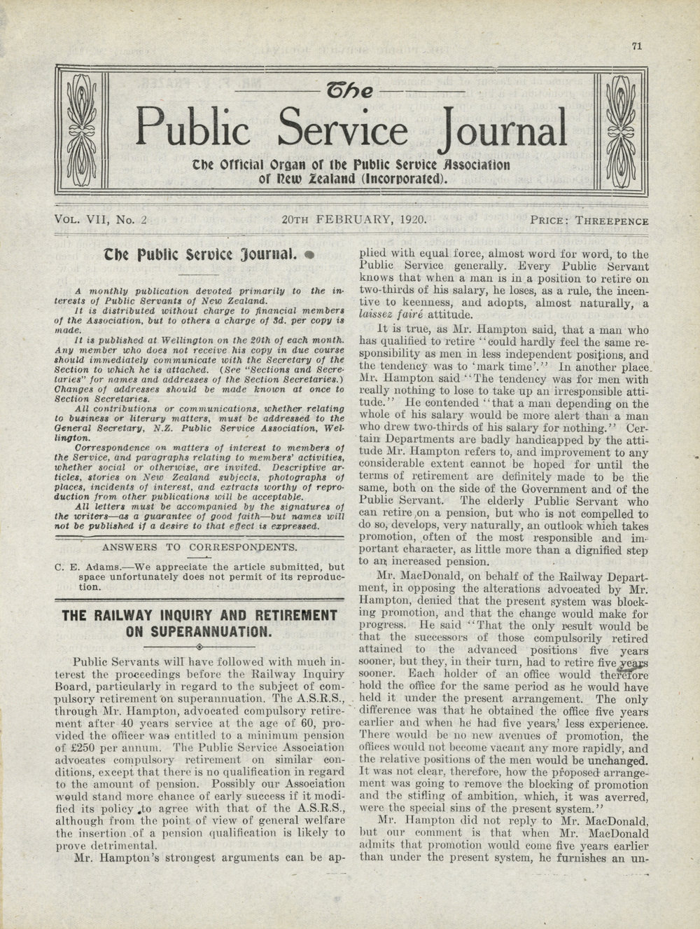 PSA Journal: Vol 7 No 2, February 1920