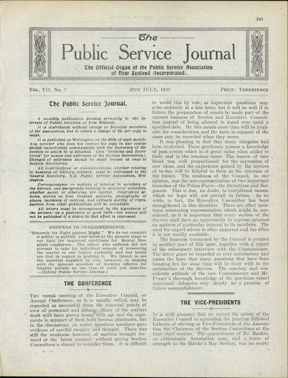 PSA Journal: Vol 7 No 7, July 1920