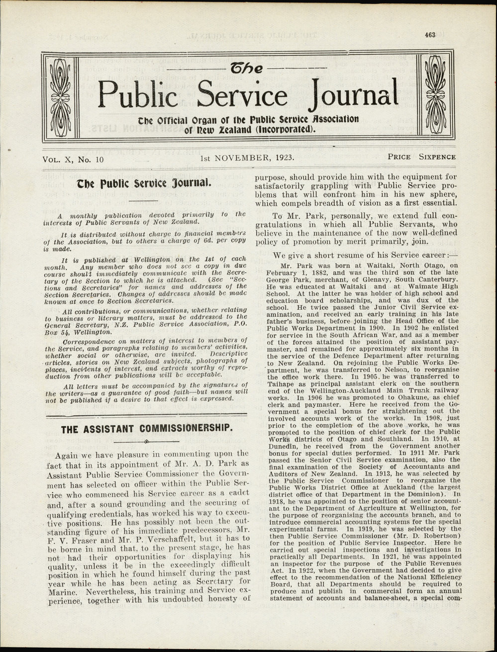 PSA Journal: Vol 10 No 10, November 1923