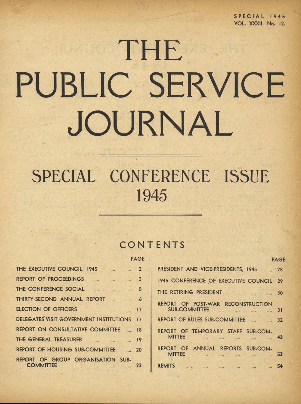 PSA Journal: Vol 32 No 12, SpecialConferenceIssue 1945