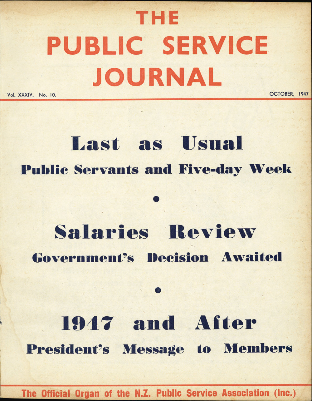 PSA Journal: Vol 34 No 10, October 1947