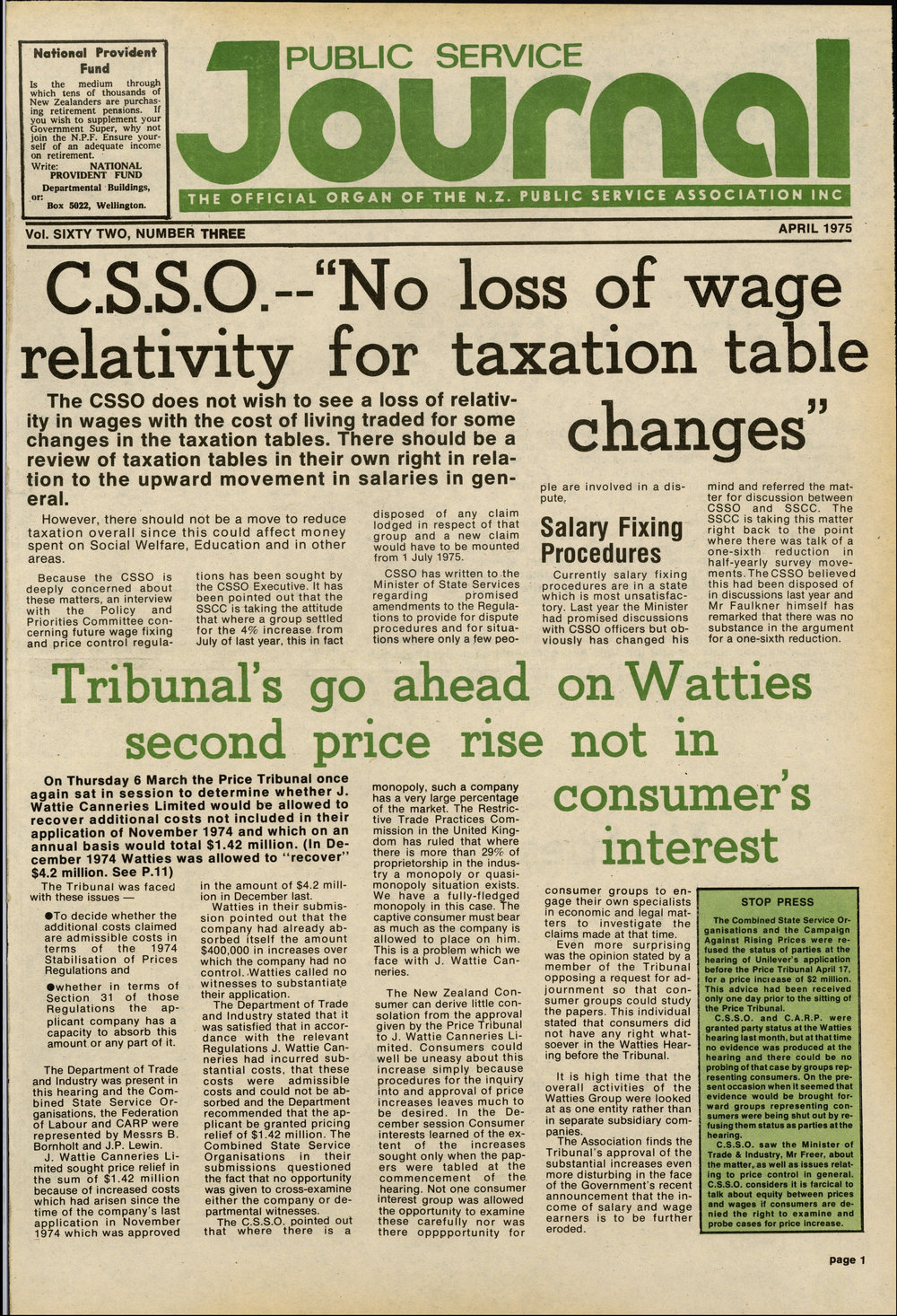 PSA Journal: Vol 62 No 3, April 1975