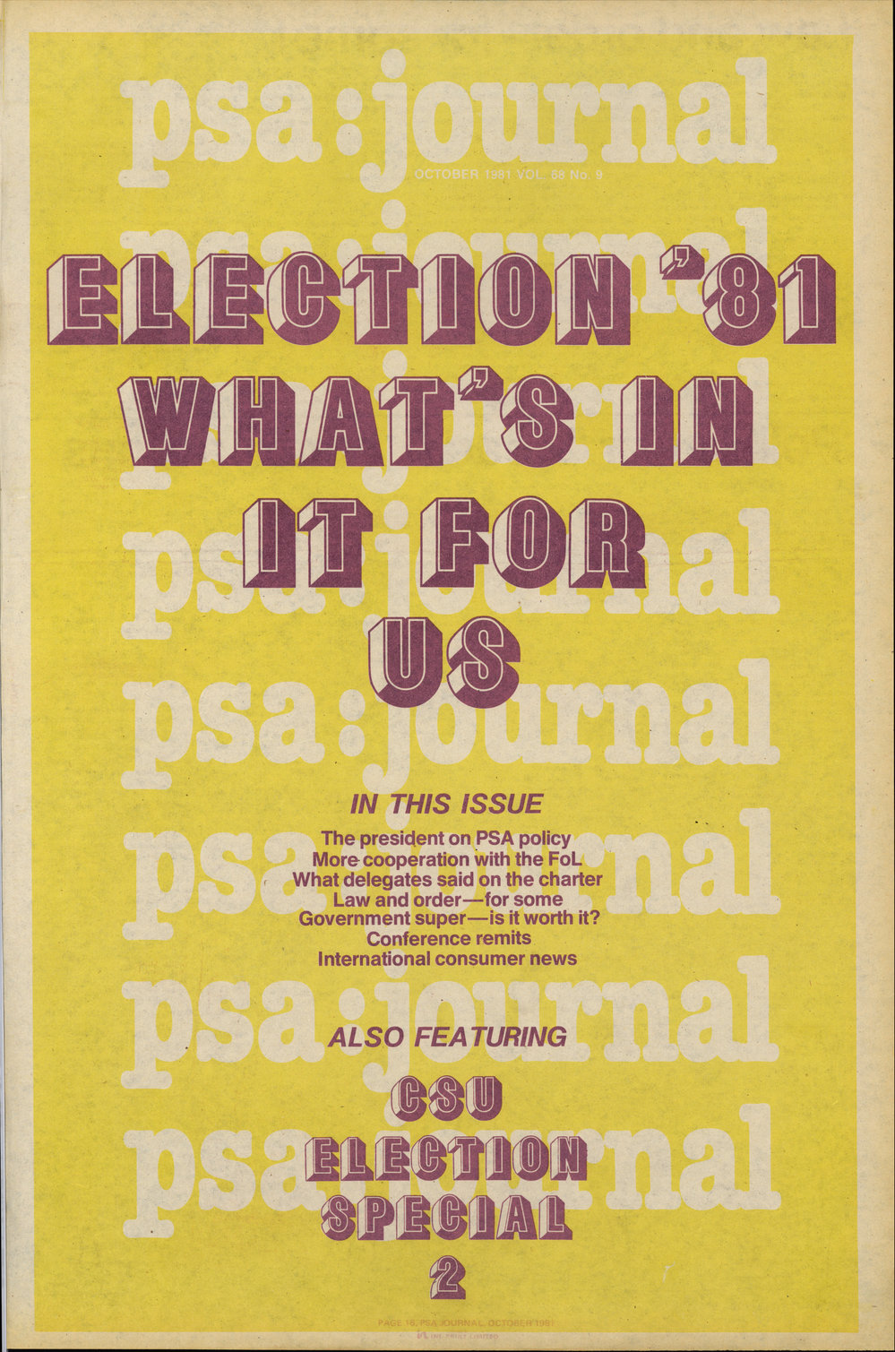 PSA Journal: Vol 68 No 9, October 1981